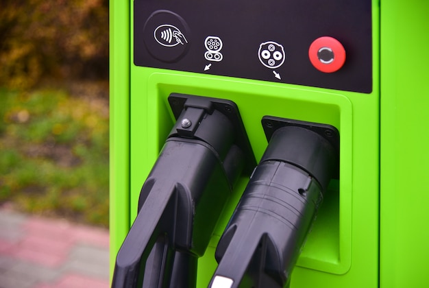 Charging station in the city for electric cars