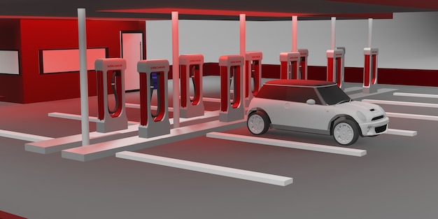 Charging station electric car battery new energy technology
concept 3d illustration