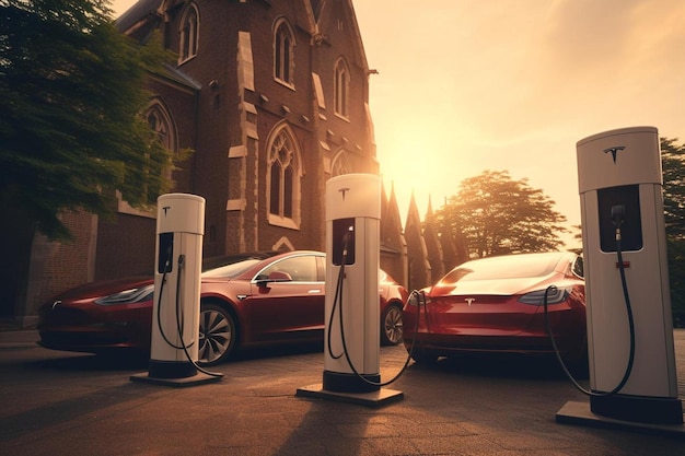 a charging station with a car charging station and a car charging station.