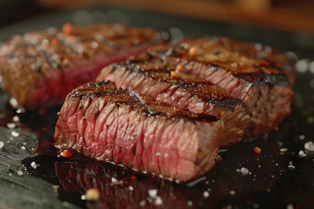 Chargrilled fillet steak sliced