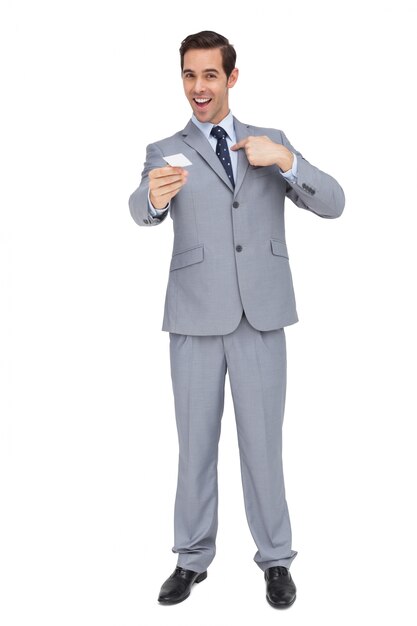 Charismatic businessman showing his business card