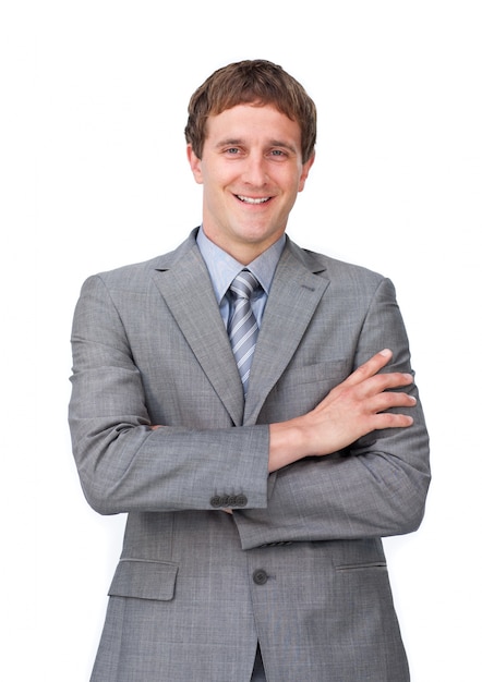 Charismatic businessman with folded arms