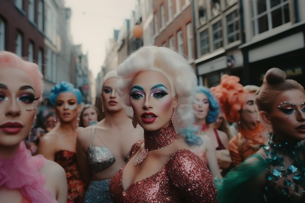 Charismatic Friends at LGBTQ Pride Parade in Amsterdam Amsterdam Pride Celebration