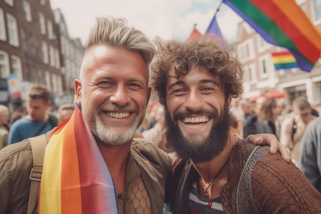 암스테르담의 LGBTQ 프라이드 퍼레이드에서 카리스마 넘치는 친구들 Amsterdam Pride Celebration