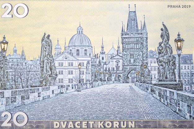 Charles Bridge in Prague from money