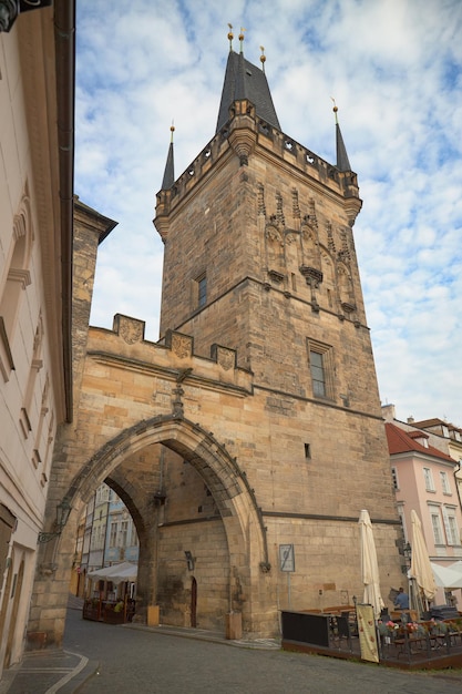 Charles Bridge Tower in the city of Prague Czech Republic