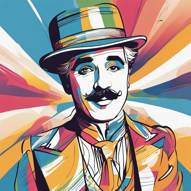 Foto arte digitale della linea charlie chaplin