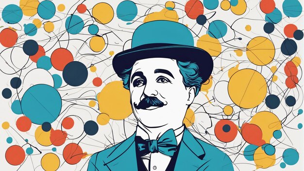 Foto arte digitale della linea charlie chaplin