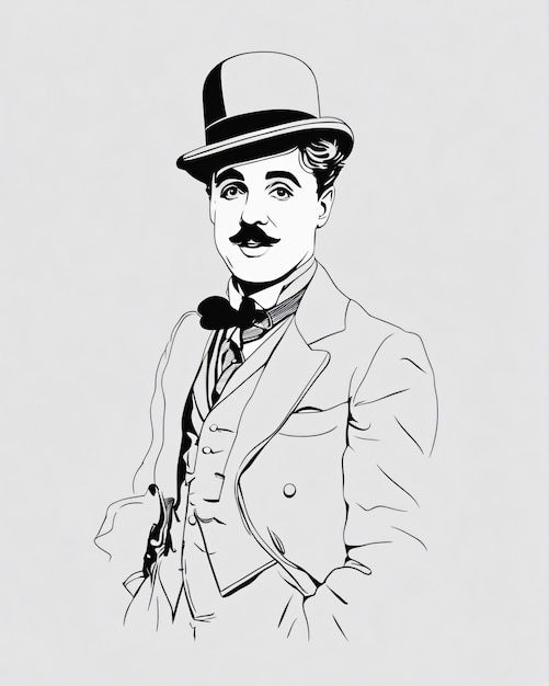 Photo charlie chaplin digital line art