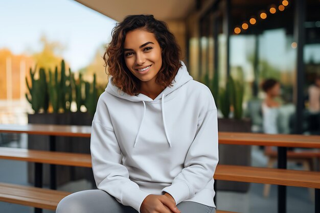 Charm in Casuals The Sweet Elegance of a Cute Lady in a Hoodie Mockup