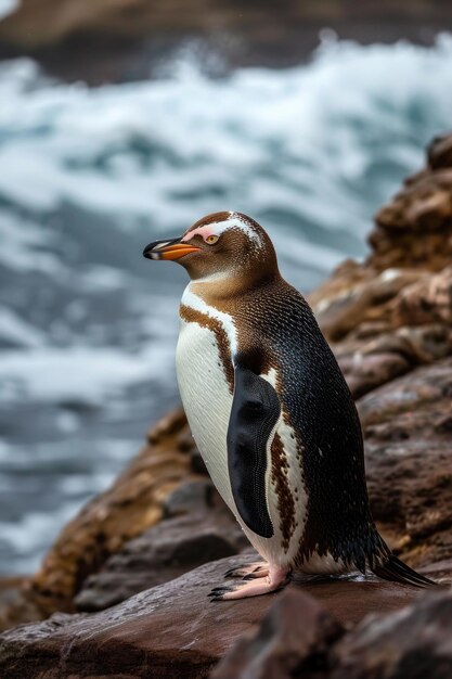 Photo the charm of the yelloweyed penguin in its natural habitat