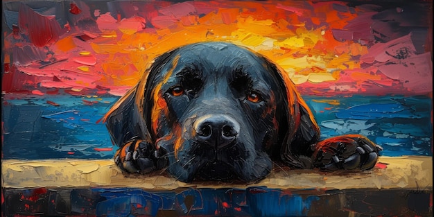 Foto charmante aquarel illustratie vangt schattige hond in een heldere en kleurrijke stijl