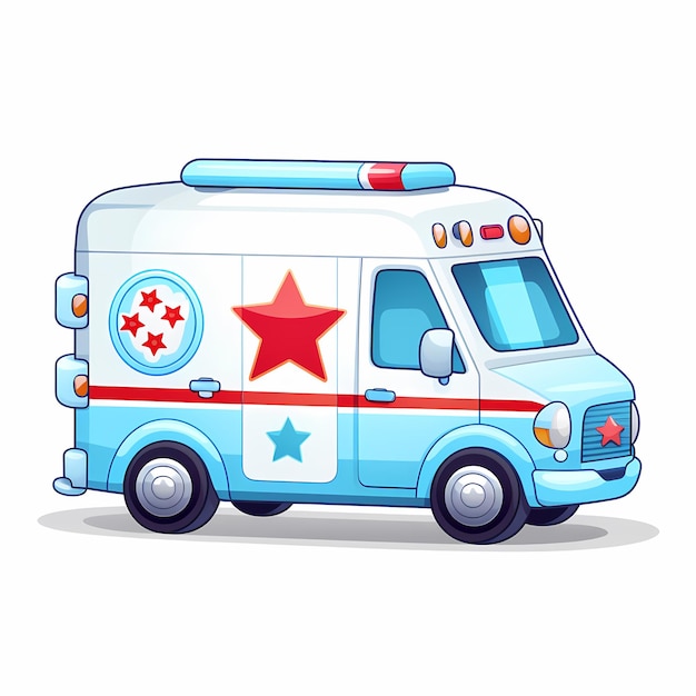 Charmante Cuteness Kawaii Ambulance Clipart met een schone witte achtergrond