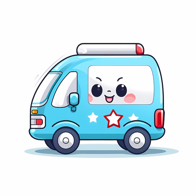 Foto charmante cuteness kawaii ambulance clipart met een schone witte achtergrond