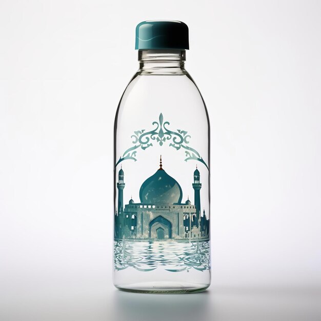 Charmante en mooie islamitische waterfles met een witte achtergrond