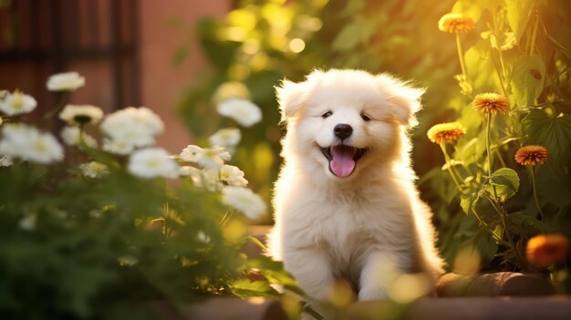 Charmante honden die in de tuin stoeien