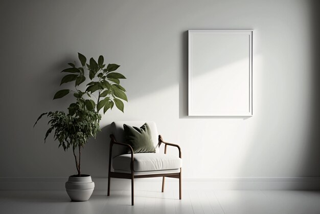 Charmante moderne woonkamer met frame Mockup marmeren tafel en stoelen