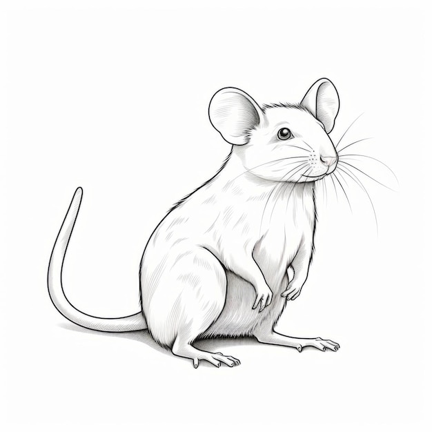 Charmante muis vectorillustratie Gedetailleerde penciling-stijl