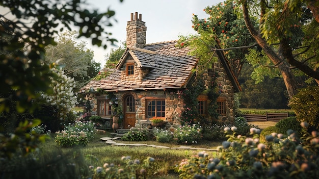 Foto charmante rustieke landelijke cottage exterior d rendering