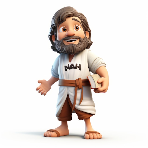 Photo charming 3d cartoon of joshua holding a bible jewish culture themes