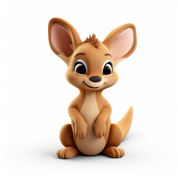 Charming 3d Clay Render Of Cute Kangaroo Sitting Down