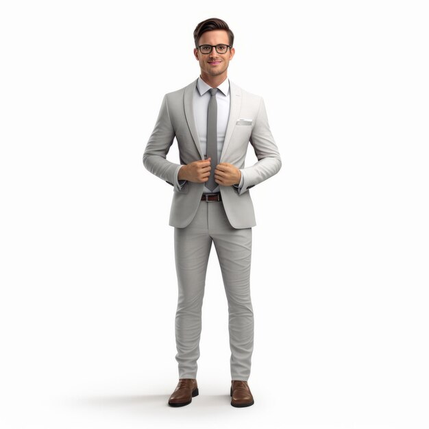 Charming 3d Daniel Salesperson In White Suit Highquality 32k Uhd Image