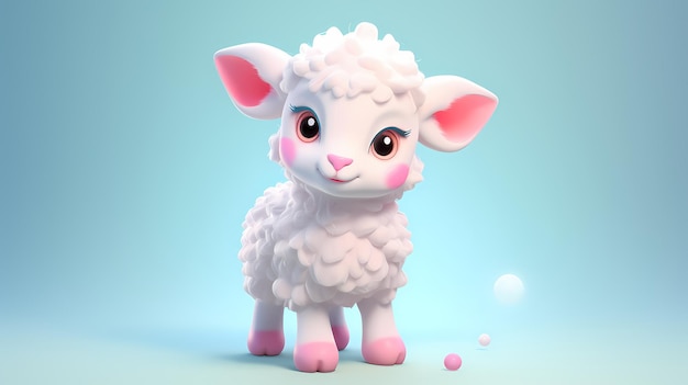 Photo charming 3d easter lamb with soft fur surrounded by springtime flora