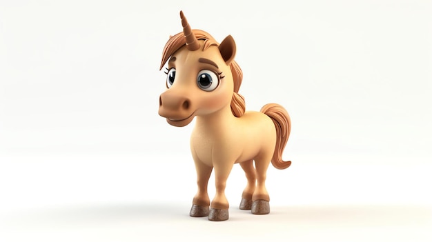 A charming 3D illustration of a cute centaur with a delightful smile depicted on a clean white background Perfect for adding a touch of whimsy to your designs or projects