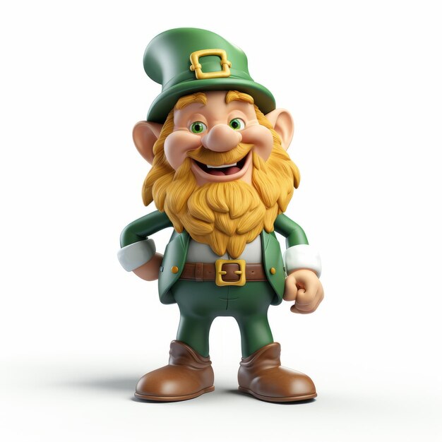 Charming 3d Leprechaun Illustration On White Background