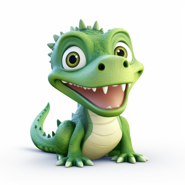 Charming 3d Rendered Toy Crocodile Illustration On White Background