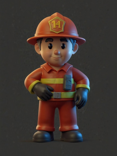 Charming 3D snapshot of a firefighter