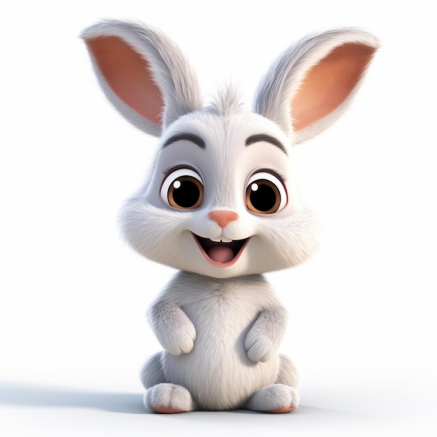 Charming 3d White Bunny A Delightful Pixarstyle Rabbit Baby