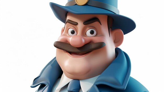 A charming and adventurous detective captured in a delightful 3D cartoon illustration With a mischievous smile bright eyes and a classic magnifying glass this closeup portrait brings wh