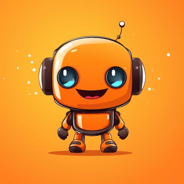 Charming ai companion a delightful small chat bot in an orange vector illustration