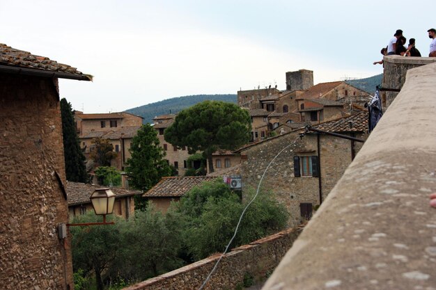 Charming ancient brick walls of medieval structures in tuscan countryside