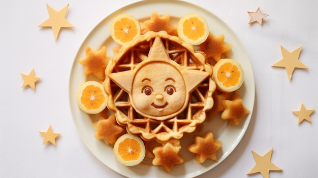 Photo charming anime character waffles for joyful nature celebration