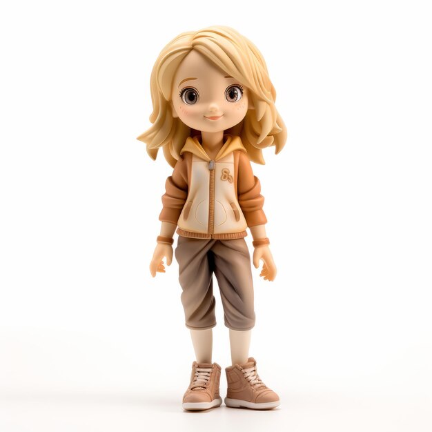 Charming Anime Girl Figurine With Blonde Hair And Brown Athletic Shoes