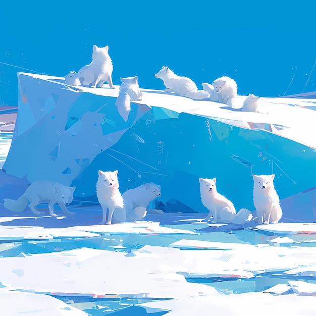 写真 凍ったパラダイスで魅力的な北極のキツネ