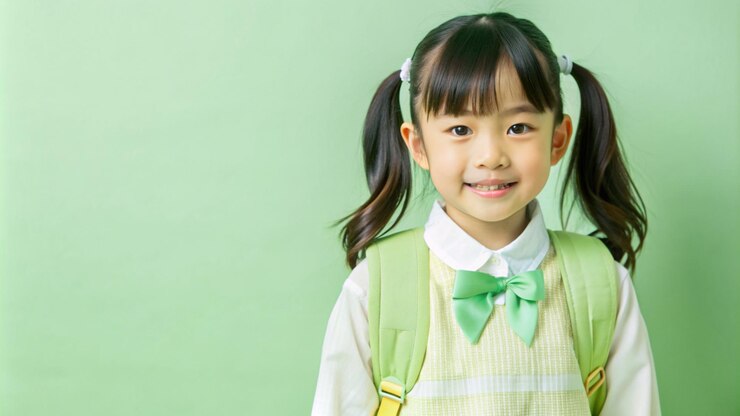 Photo 可愛いポーズをとった魅力的なアジア人女子学生の肖像画