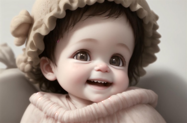 Charming baby with beautiful big eyes Portrait of cute positive kid Generative AI