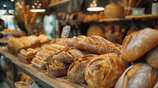 Увлекательная пекарня, наполненная деревенским хлебом и выпечкой, искушает прохожих.