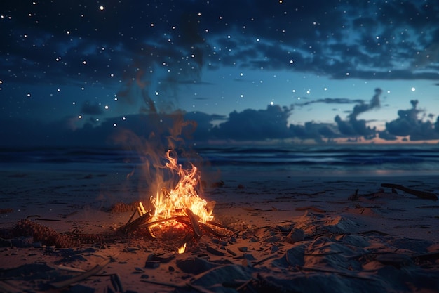 Charming beach bonfires under starry skies