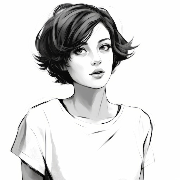 Charming Black And White Girl Drawing With Zbrush Style