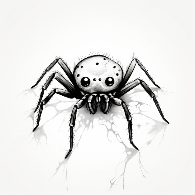 Charming Black And White Spider Artwork With Harsh Realism