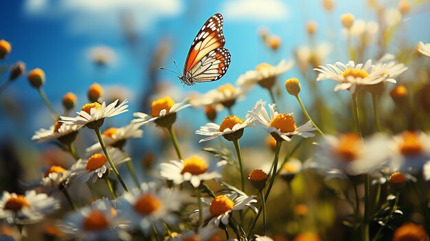 Photo charming blooms beautiful wild chamomile flowers