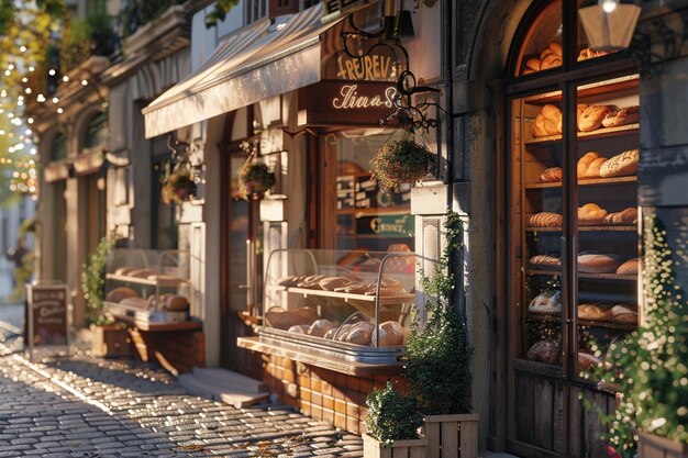 Photo charming boulangeries with fresh bread