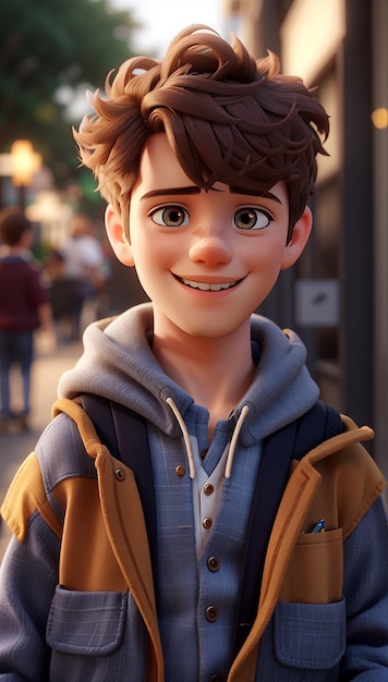 Photo charming boy in a 3d cartoon style