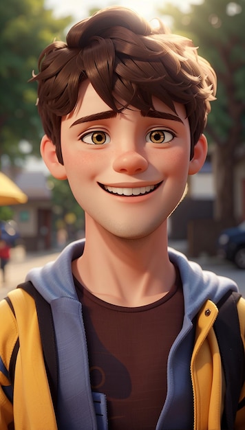 Photo charming boy in a 3d cartoon style