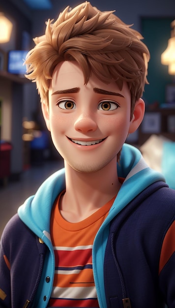 Photo charming boy in a 3d cartoon style