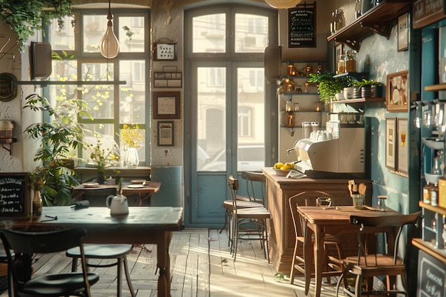 Charming cafe scenes bustling with life